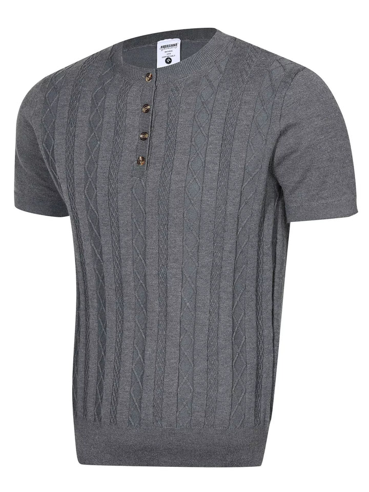 Men's Cable Knit Short Sleeve Knit Top
