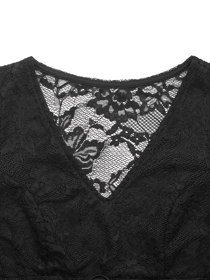Lace Long Sleeve V-Neck Bodysuit
