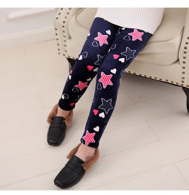Childrens Printed Slim-fit Warm Pants Long Outerwear Trousers For Older Kids