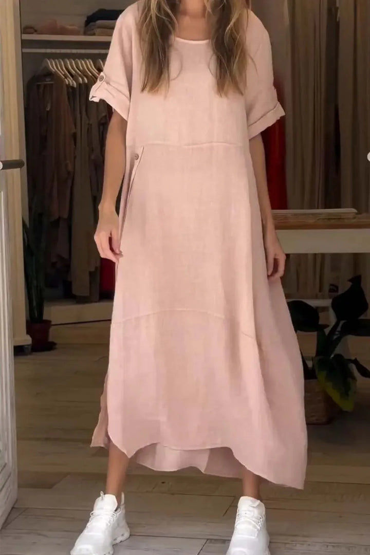 Full Size Relaxed Fit Short Sleeves Dress Plus Size