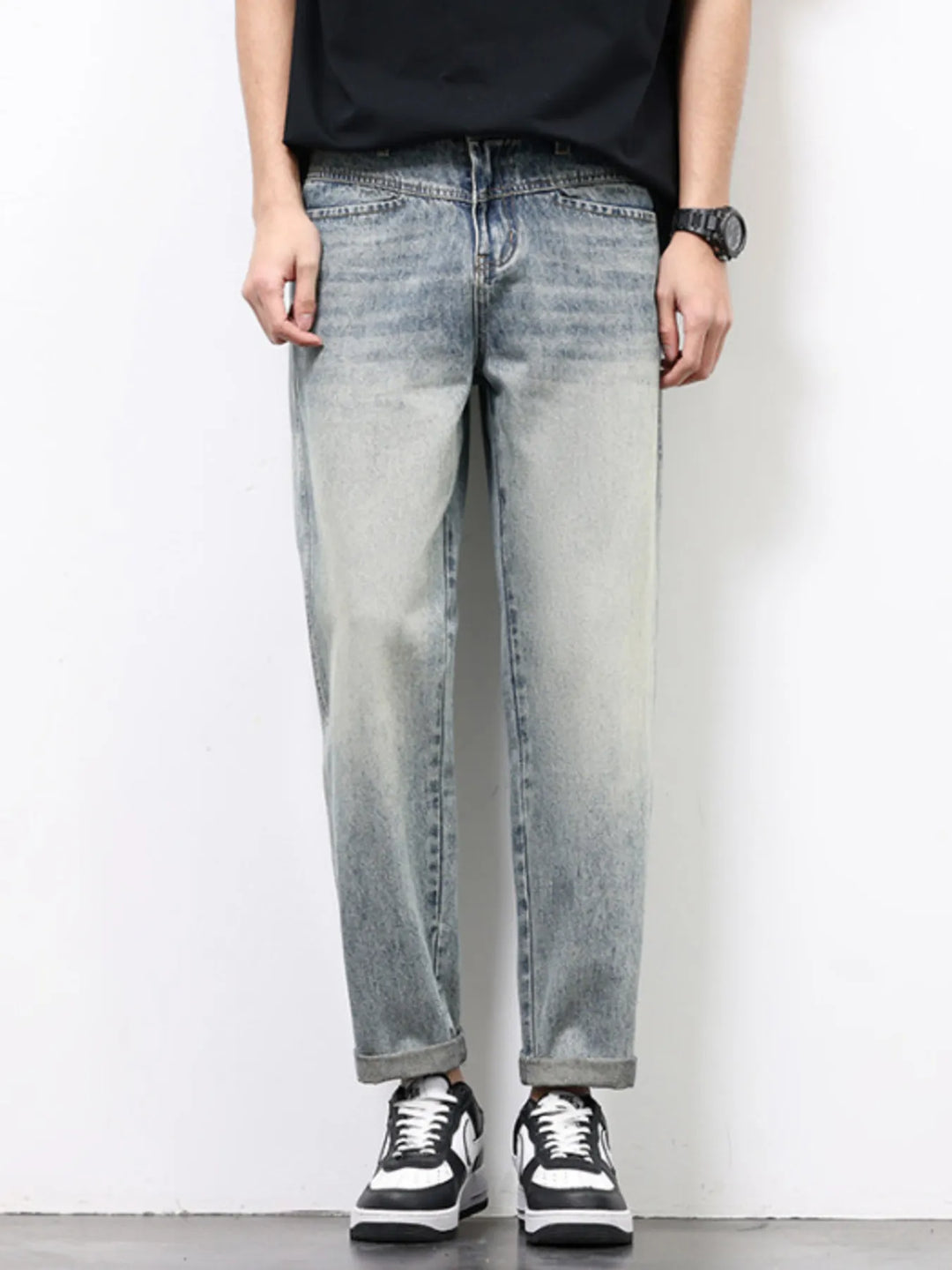 Men's Vintage Distressed Straight Leg Jeans