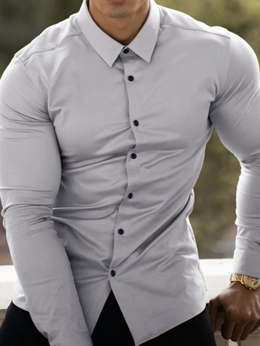 Men's Plus Size Button Up Long Sleeve Shirt