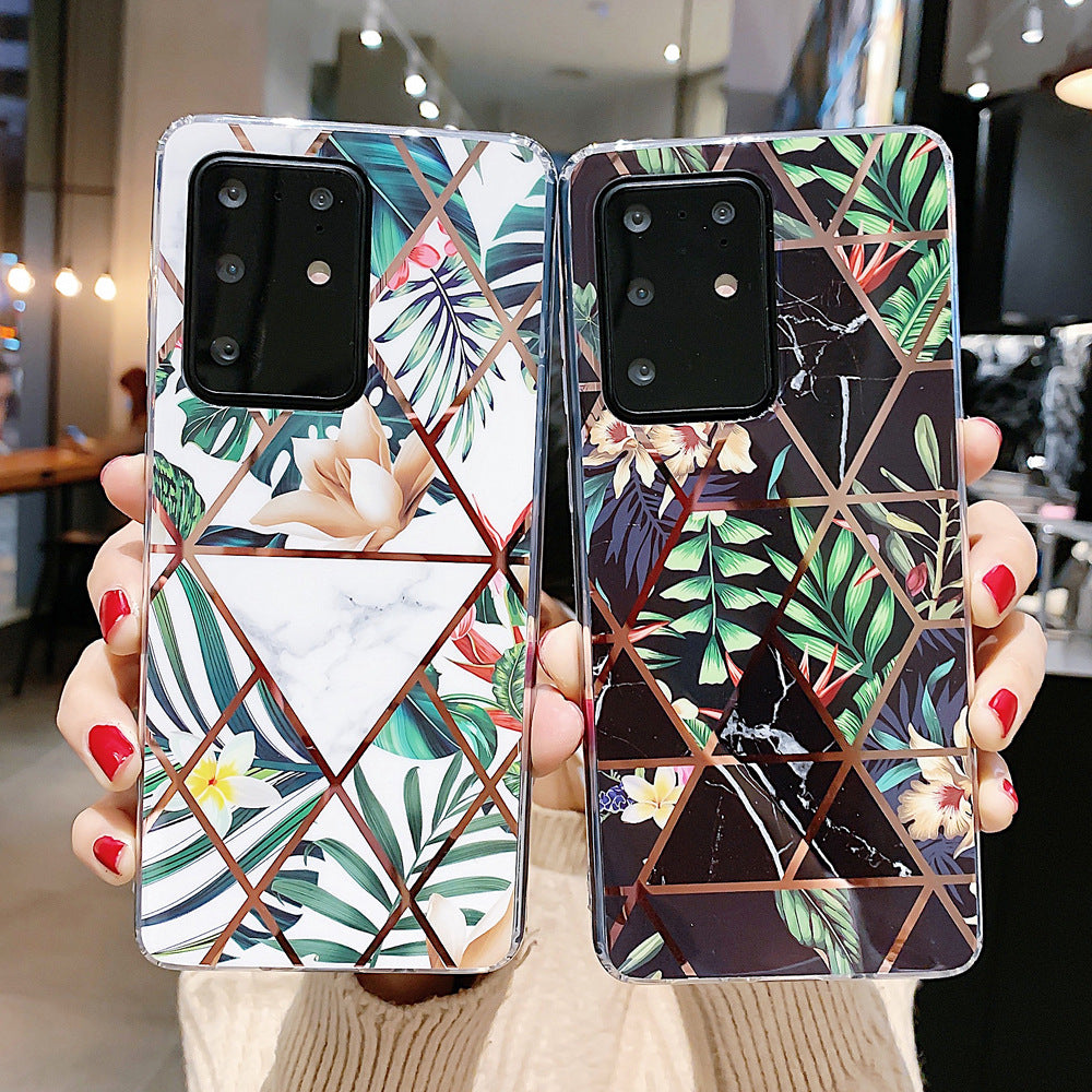 Retro electroplating geometric flower phone case