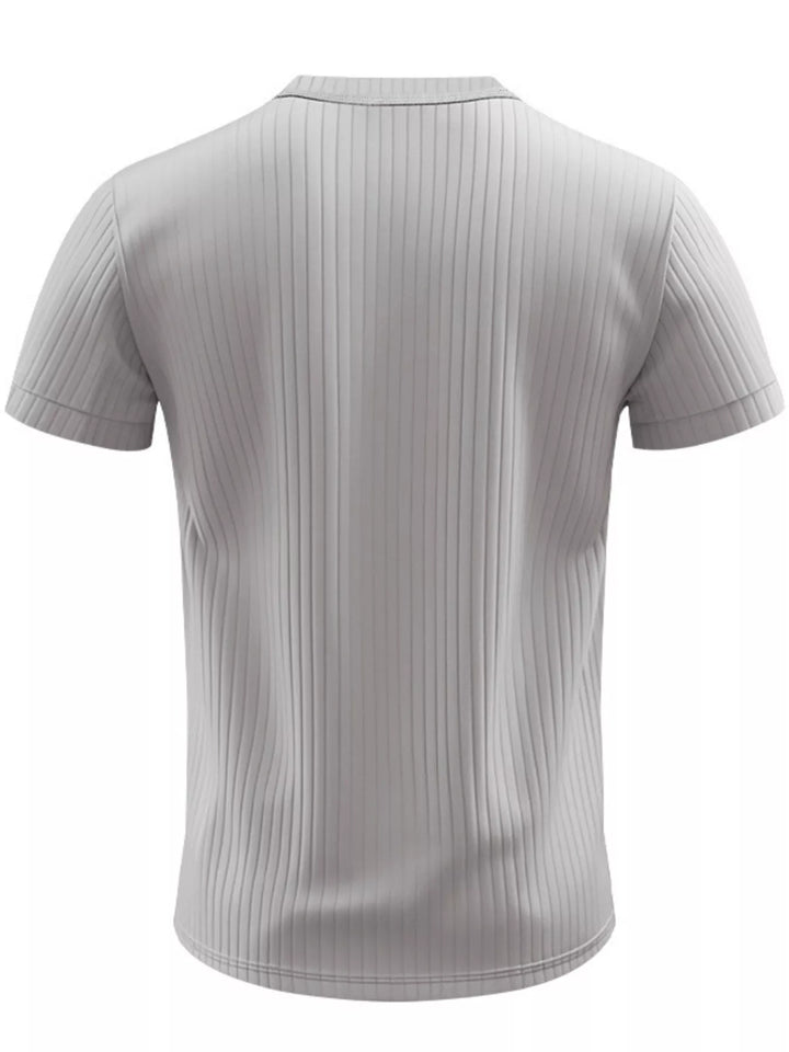 Men's Full Size Casual Ribbed Henley T-Shirt Plus Size