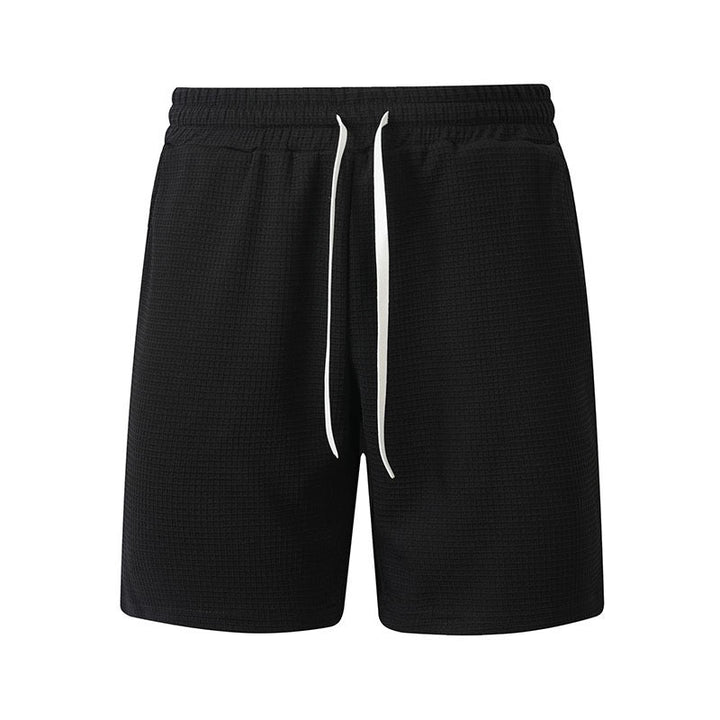 Mens Casual Waffle-Weave Shorts With Drawstring Pockets