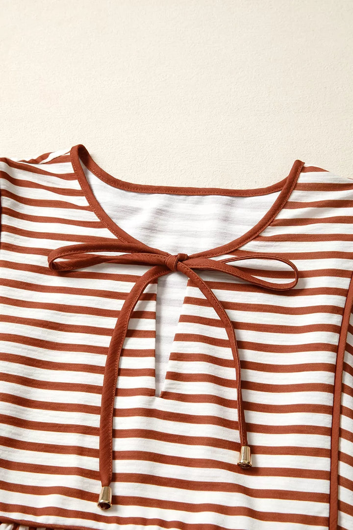 Stripe Babydoll Long Sleeve Blouse