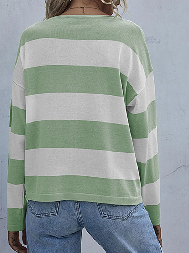 Striped Casual Long Sleeve Knit Top