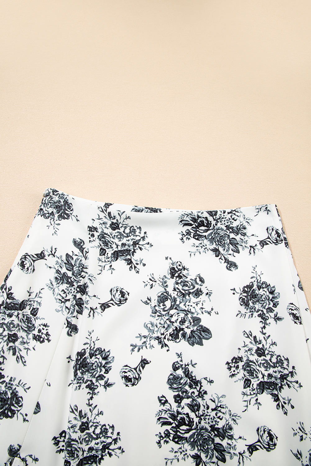 Jupe longue fendue à volants taille haute à fleurs style bohème noir