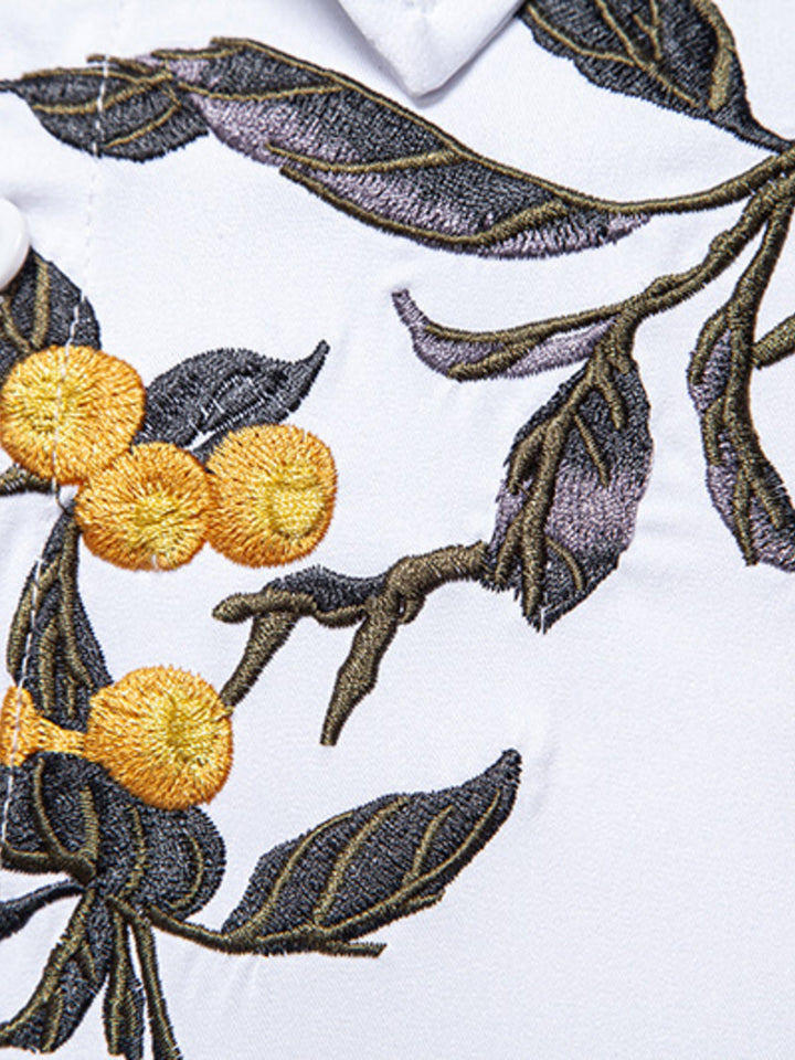 Men's Embroidered Floral Long Sleeve Shirt