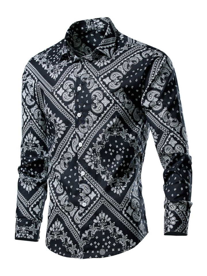 Men's Plus Size Tropical Leaf Print Button-Down Shirt