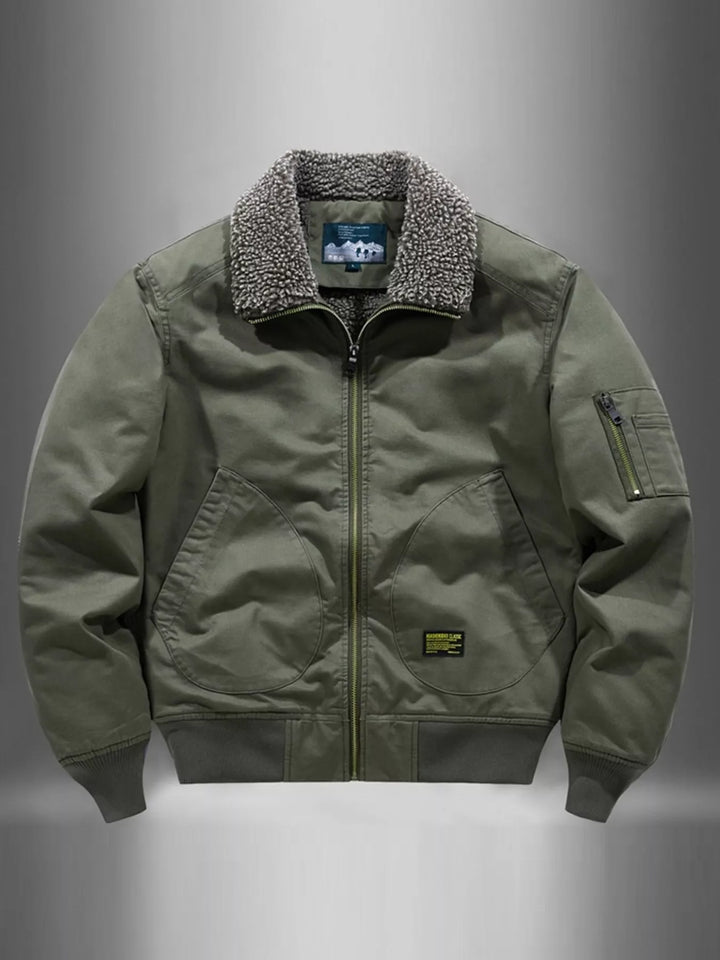 Men's Plus Size Zip Up Fur Collar Jacket