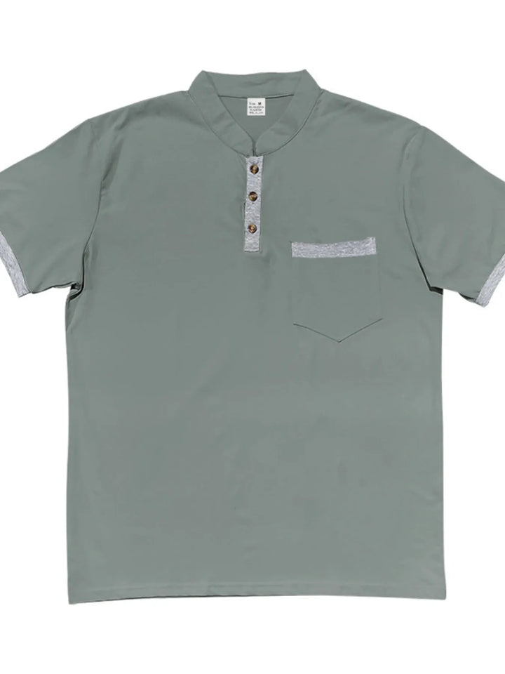 Men's Full Size Button Detail Short Sleeve Top Plus Size