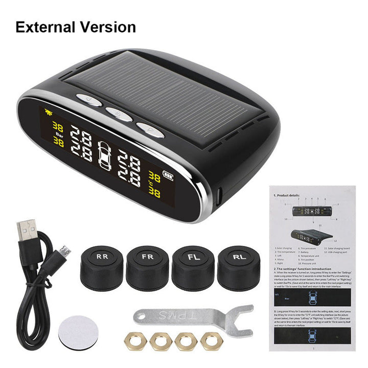 Elliptical Display Tire Pressure Monitor USB Solar Charging Internal And External Sensor