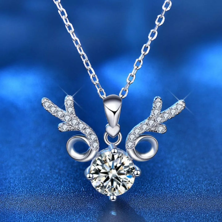 1 Carat Moissanite 925 Sterling Silver Antlers Necklace