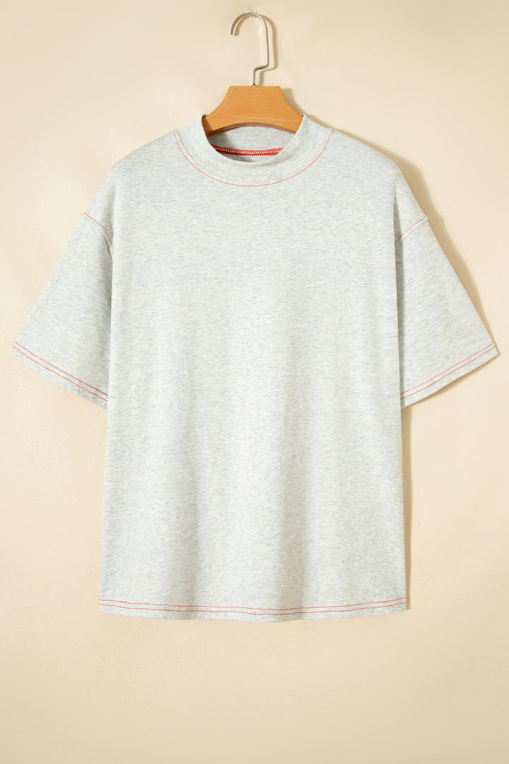 Light Grey Reversible Contrast-Stitched T-Shirt