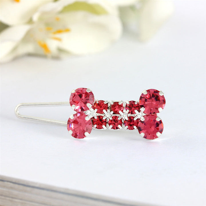 Rhinestone Dog Bone Barrettes Pet Decorations