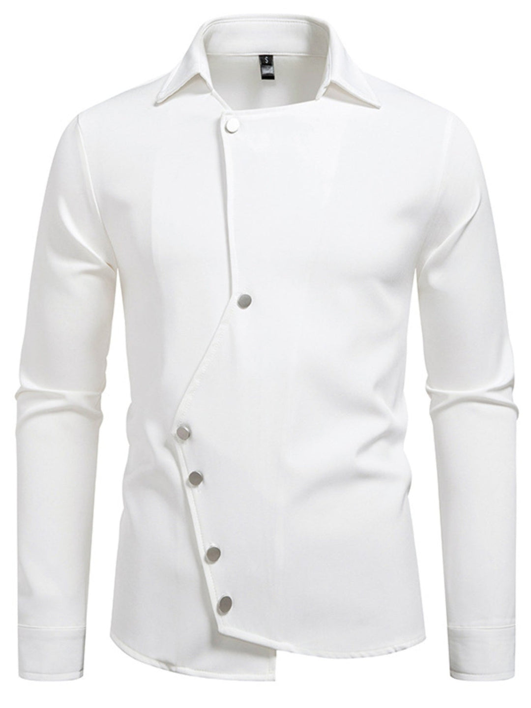 Men's Asymmetrical Button-Down Long Sleeve Shirt