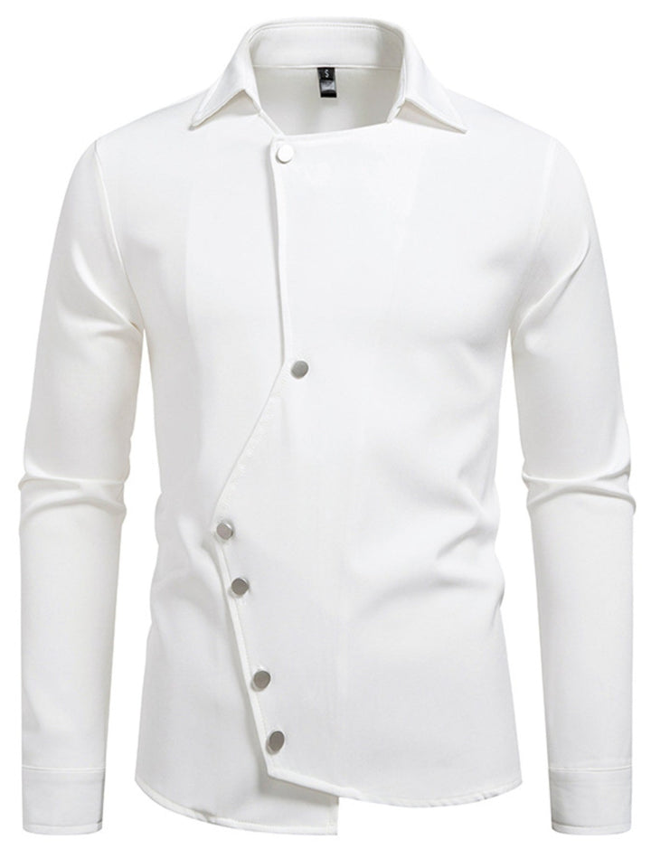 Men's Asymmetrical Button-Down Long Sleeve Shirt
