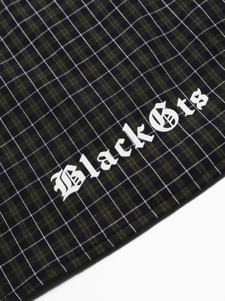 Men's Pearl Embellished Plaid Zip-Up Shirt