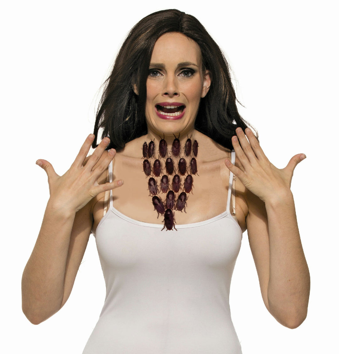 Creepy Crawly Cockroach Roach Necklace Halloween Gross Scary Accessory Realistic