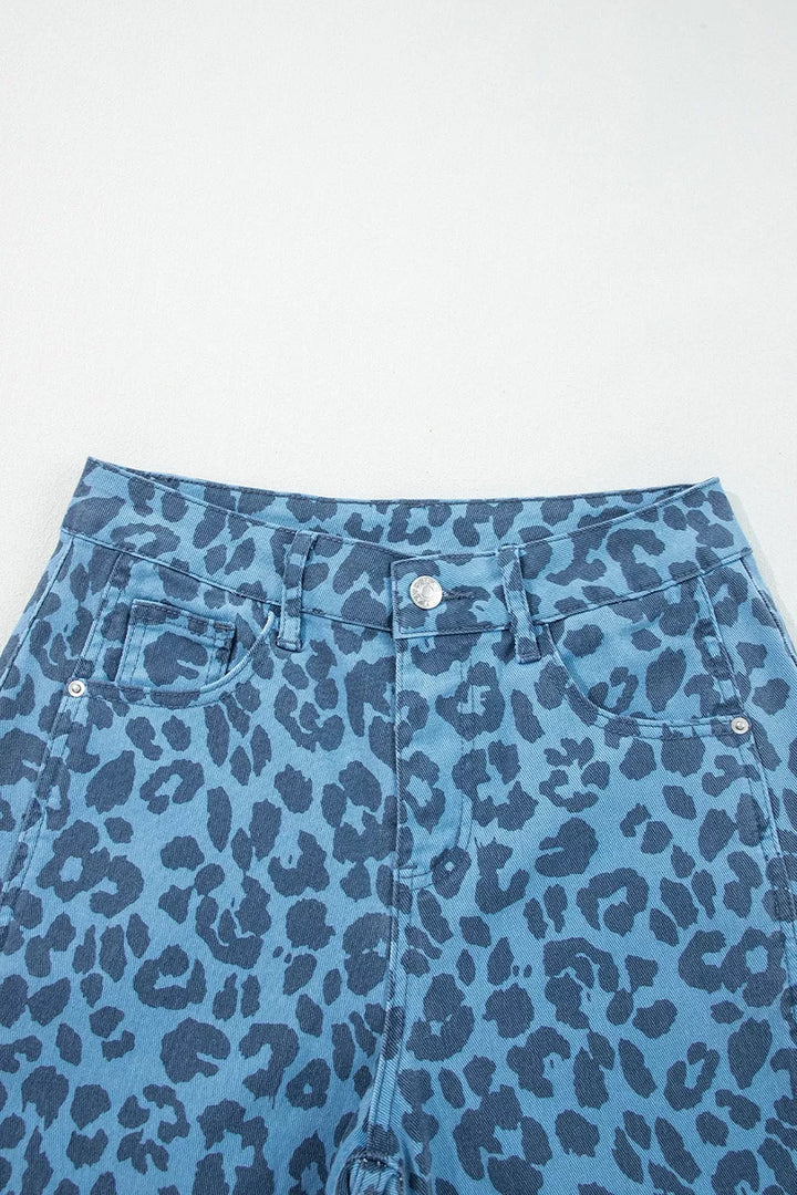 Leopard Print Barrel Leg Jeans