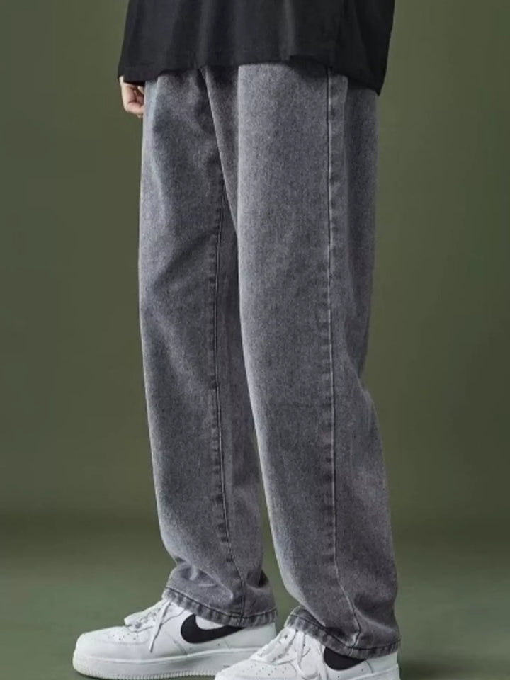 Men's Full Size Wash Wide Leg Jeans Plus Size