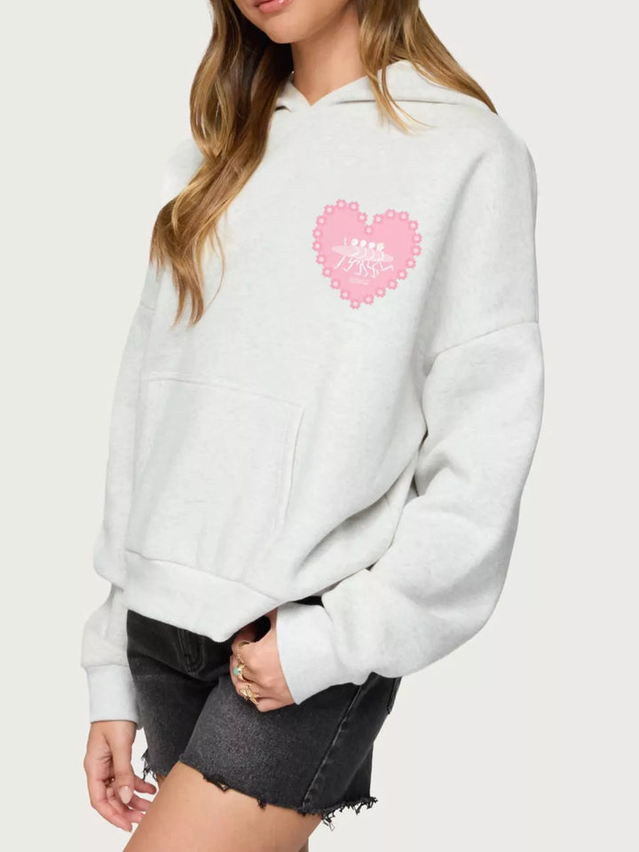 Drop Shoulder Graphic Hoodie with Kangaroo Pocket