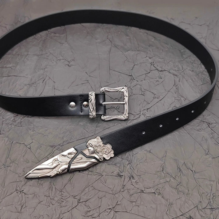 Retro Metal Western Broken Sword Swordsman Carved Belt