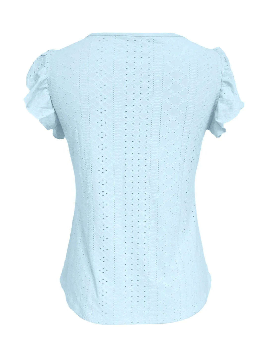 Eyelet Button-Front Flutter Sleeve Top