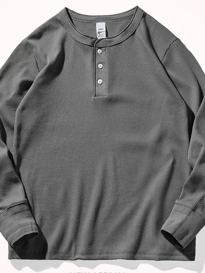 Men's Plus Size Button Detail Long Sleeve T-Shirt