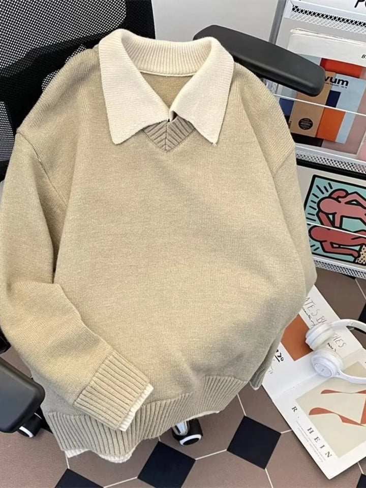 Men's Ribbed Hem Long Sleeve Sweater