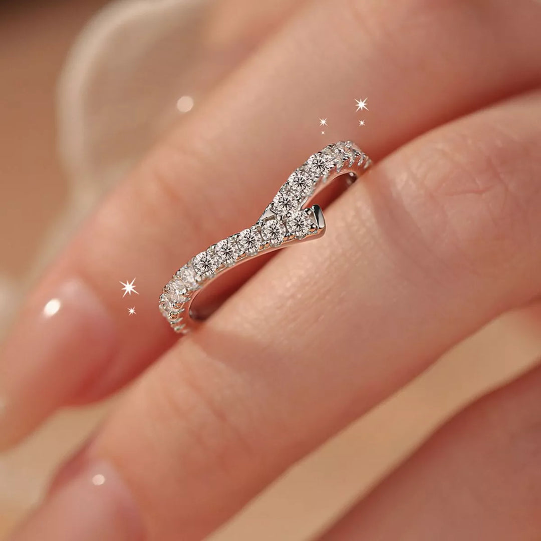 925 Sterling Silver Moissanite Geometric Ring