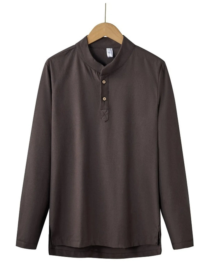 Men's Plus Size Button Detail Long Sleeve Blouse