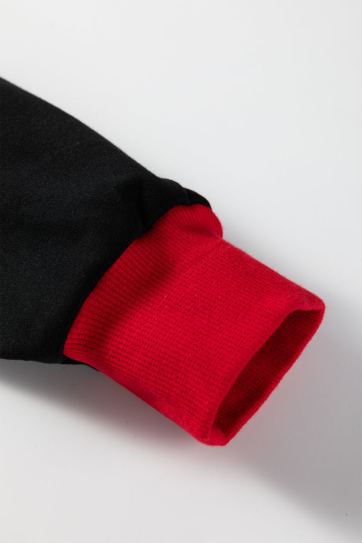 Black GAME DAY Letter Graphic Varsity Striped Detail Baggy Sweatshirt