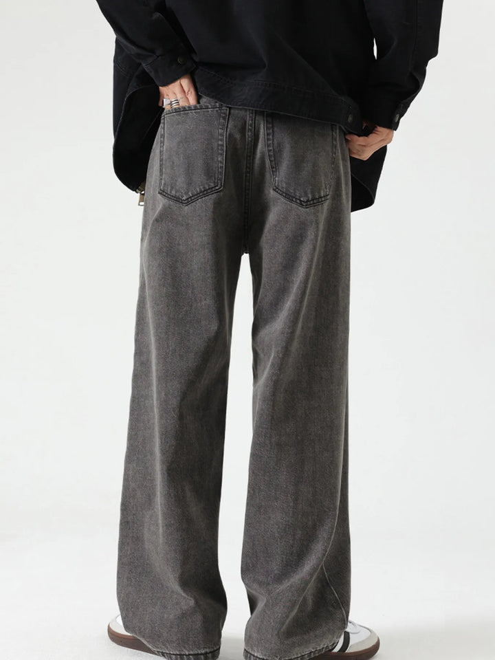 Men's Washed Wide Leg Jeans
