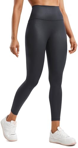 Leather Leggings - CRZ YOGA Butterluxe Matte Faux Leather Leggings for Women 25" - High Waisted Stretch Ankle Leather Pants Pleather Tights