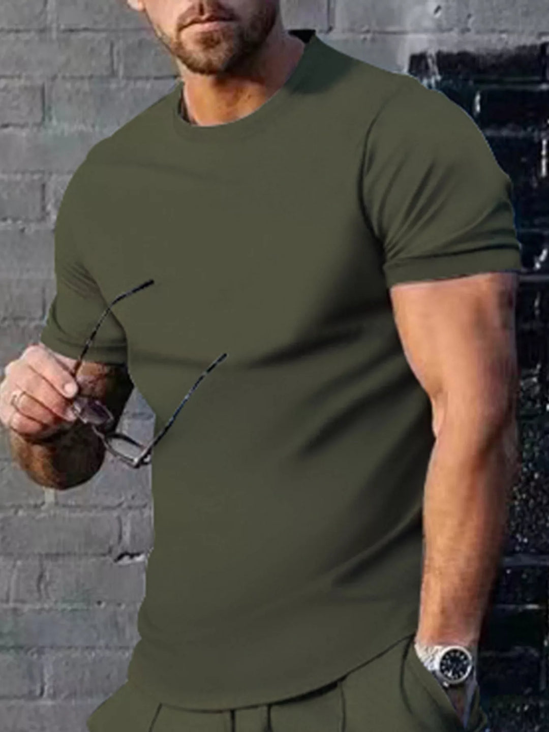Men's Plus Size Solid Color Casual T-Shirt