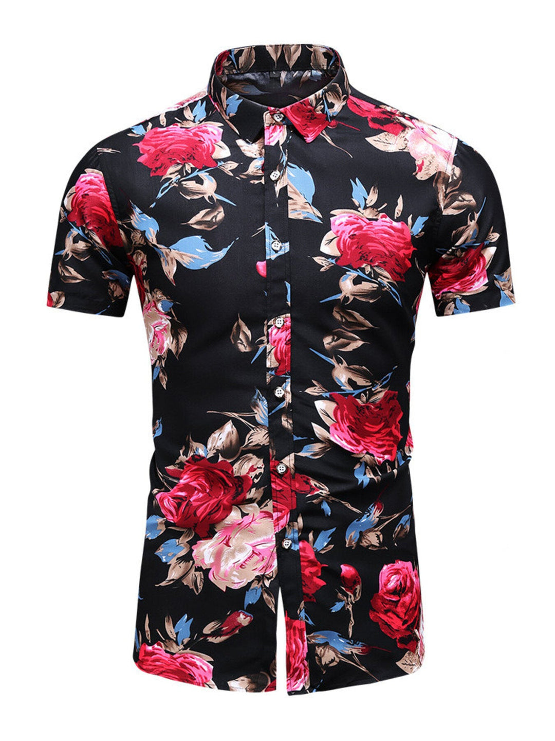 Men's Plus Size Floral Print Short Sleeve Casual Shirt
