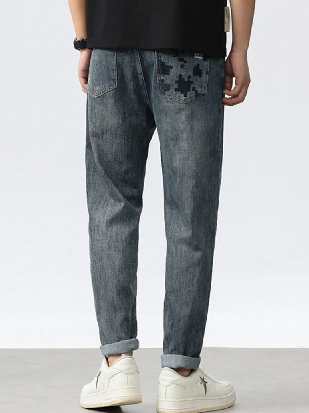 Men's Washed Relaxed Fit Wide Leg Jeans