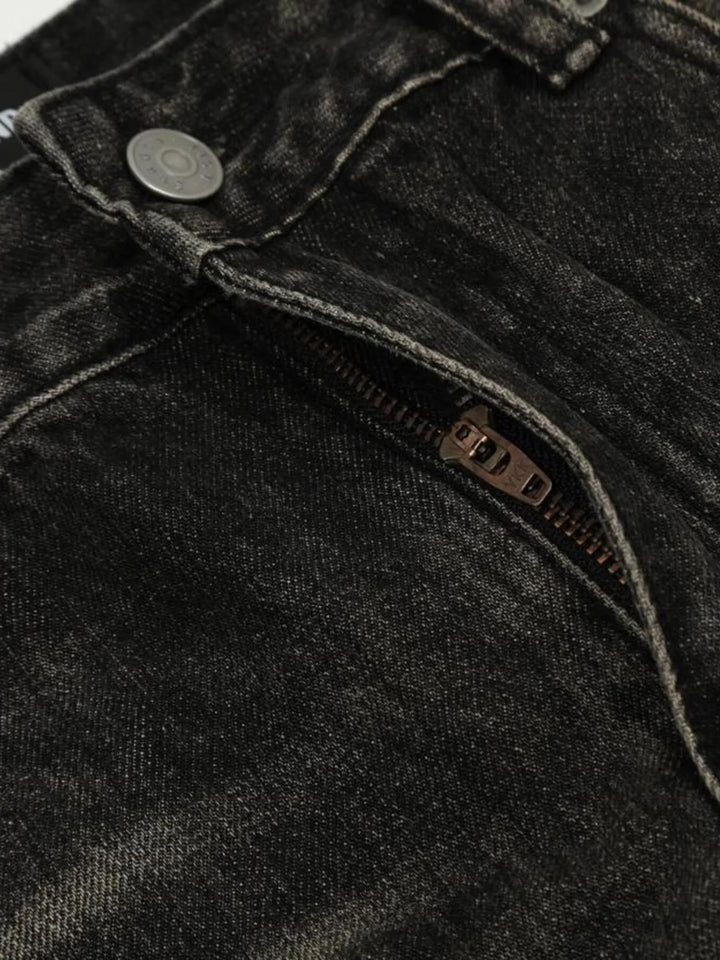 Men's Distressed Cat's Whisker Washed Bootcut Jeans