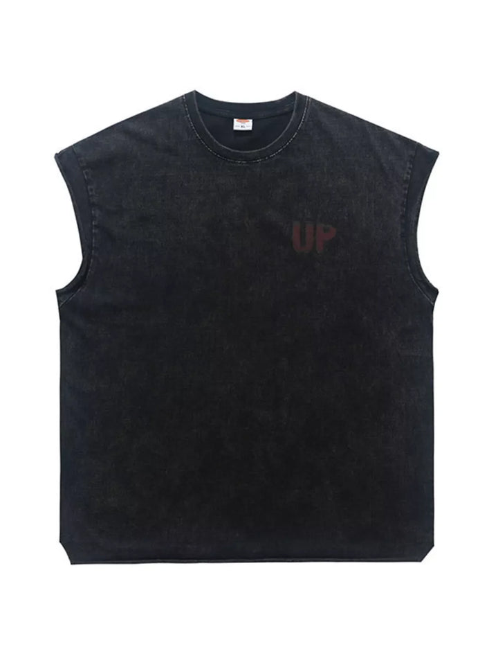 Men's Vintage Washed Tank Top with 'UP' Letter