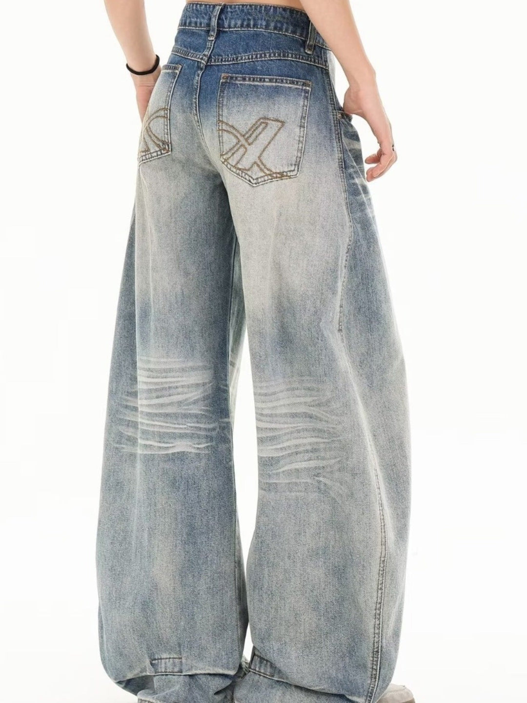 Men's Full Size Washed Wide Leg Jeans Plus Size