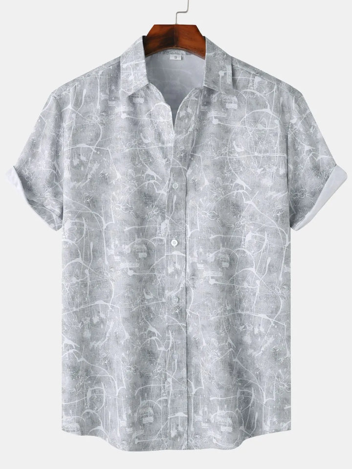 Men's Printed Short Sleeve Button Down Shirt