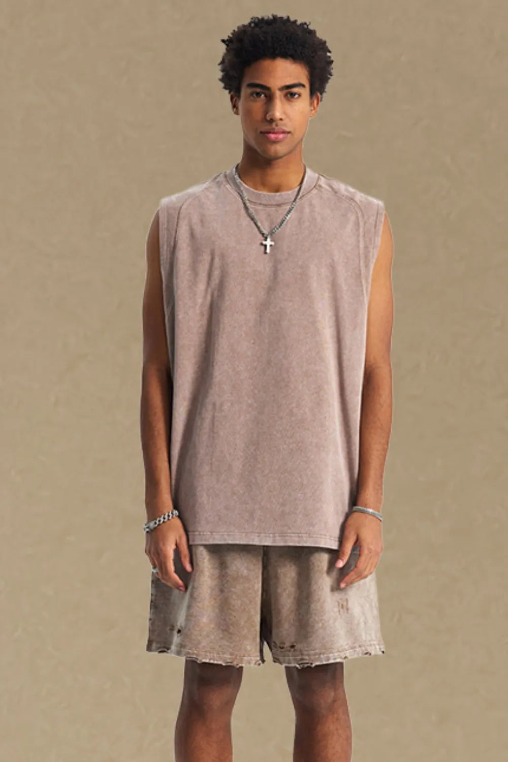 Men's Round Neck Solid Color Tank