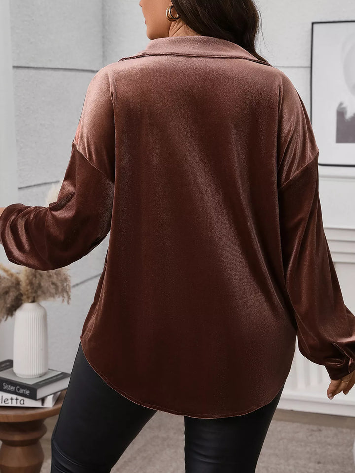 Plus Size Button-Down Long Sleeve Oversized Shirt