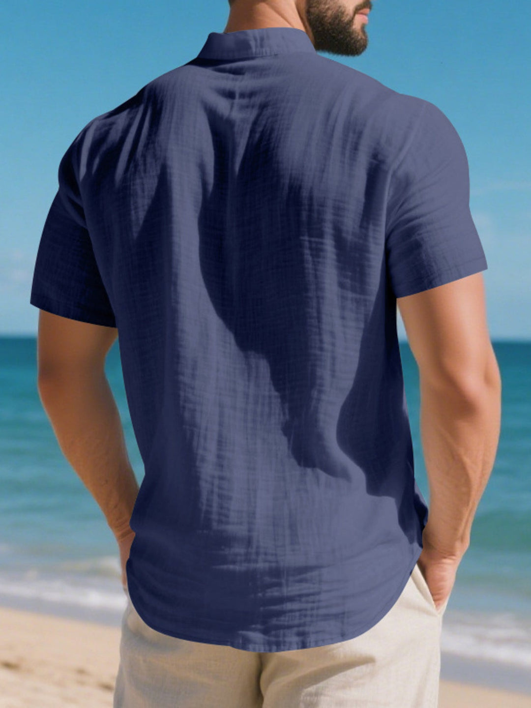 Men's Full Size Button Detail Short Sleeve Shirt Plus Size