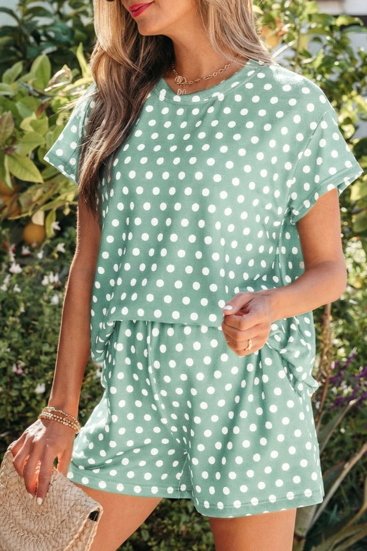 Polka Dot Print Tee and Shorts Set