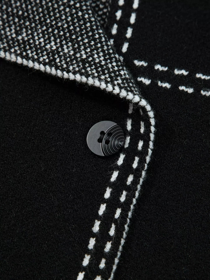 Contrast Trim Button up Sweater Cardigan