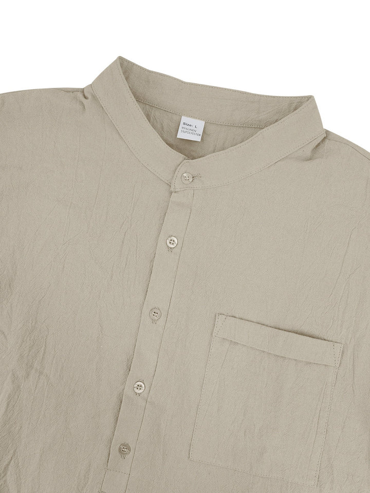 Men's Full Size Button Detail Long Sleeve Shirt Plus Size