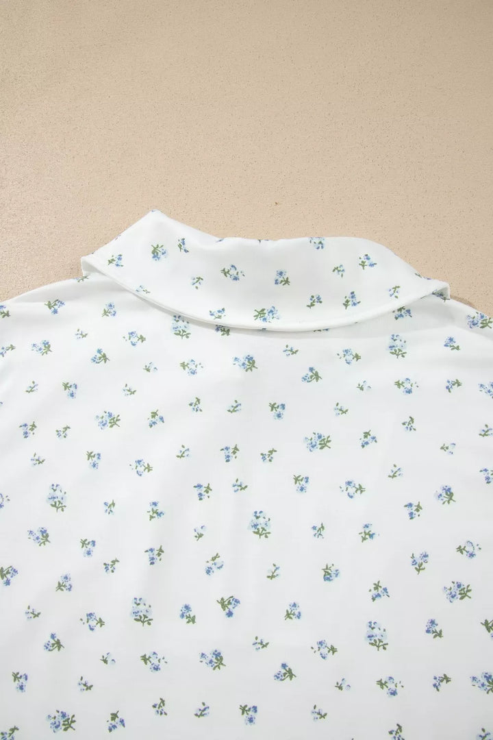 Floral Print Half Zip Top Matching Short Set